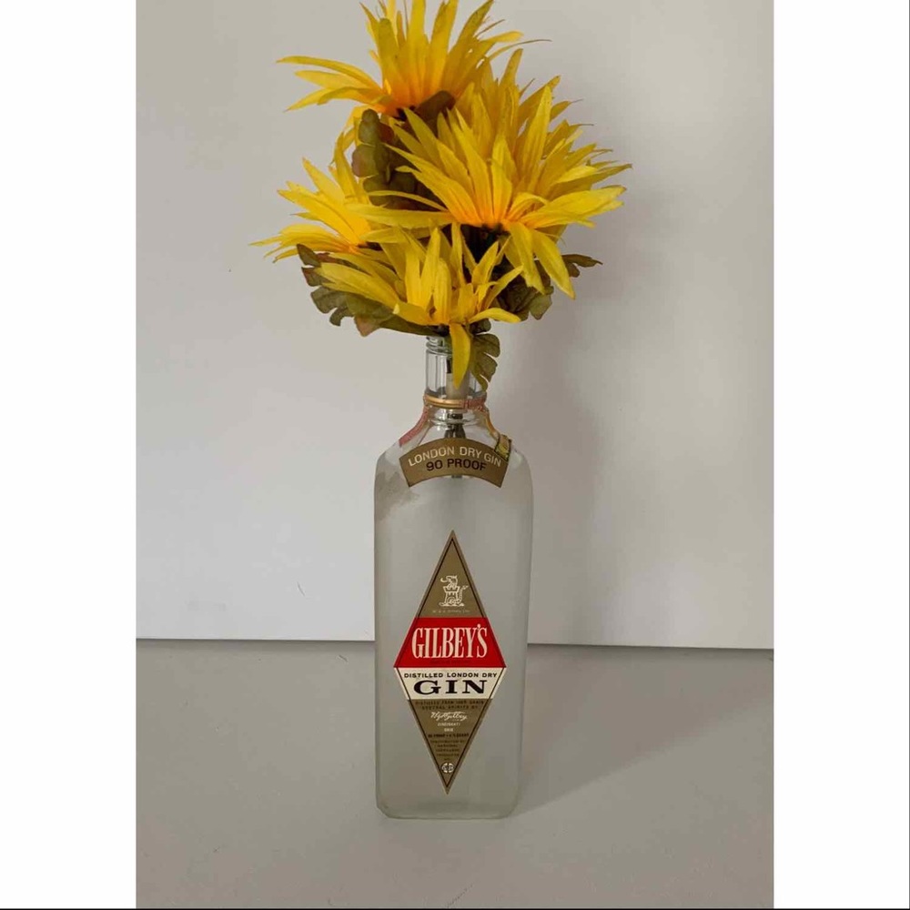 Vintage Liquor Bottle w/ flower decor
